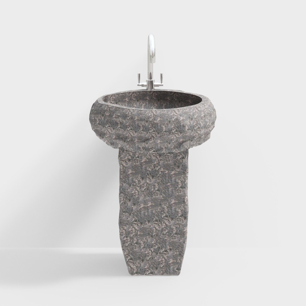 Rocky Sink 3D Model – Natural Stone Design