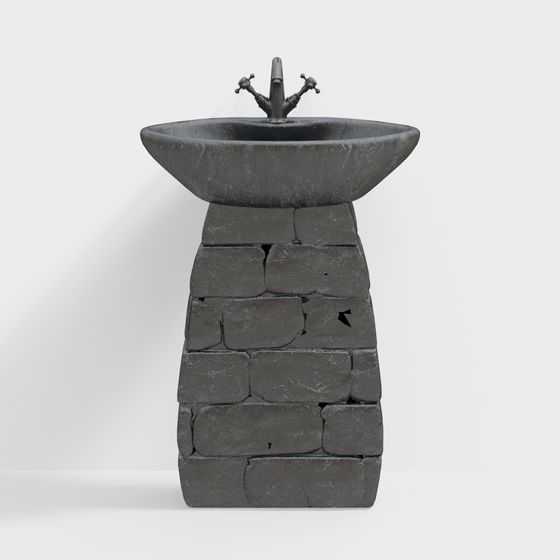 Vintage Stone Sink 3D model for Classic Interiors
