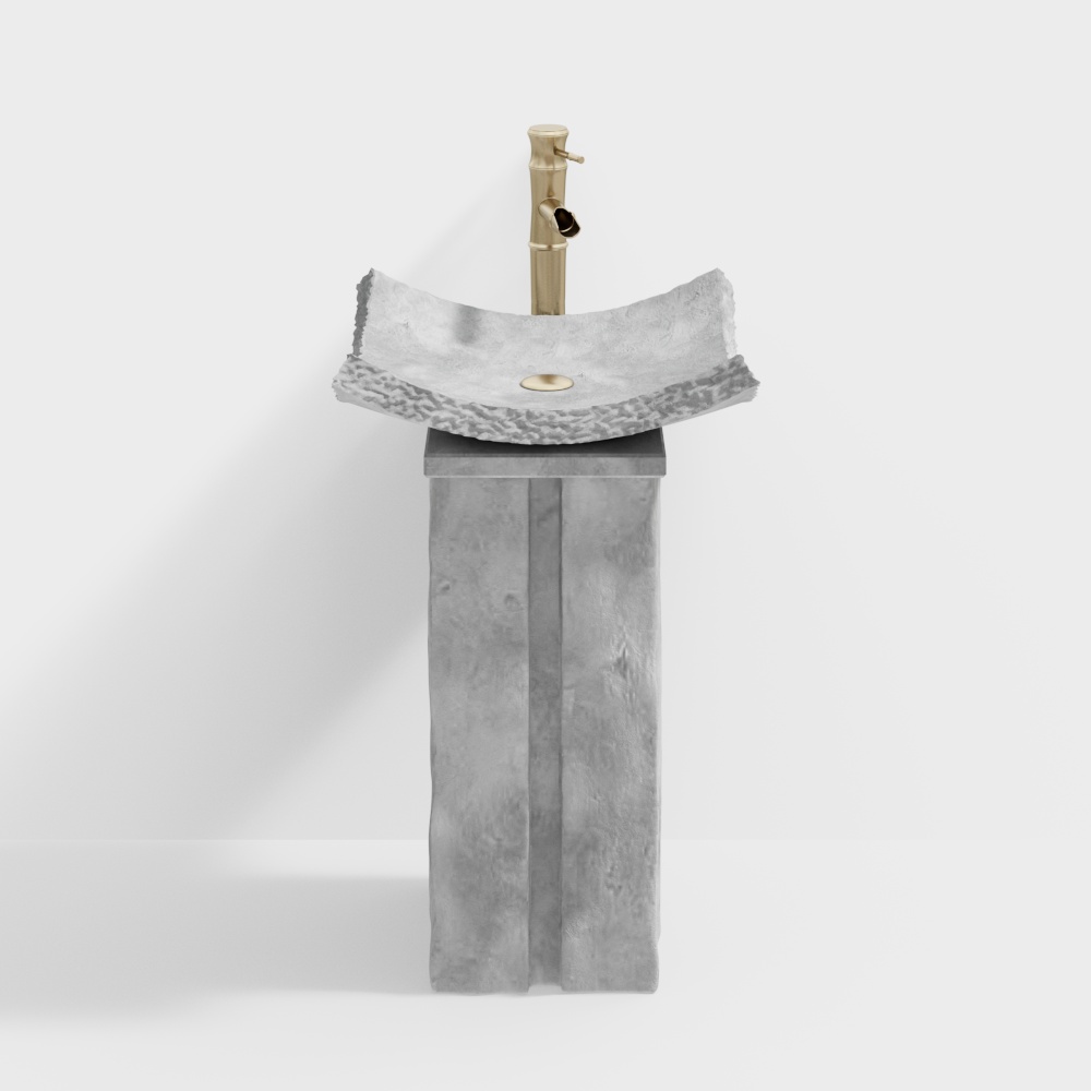 Concrete Sink Basin 3D Model – Low-Poly Industrial Design