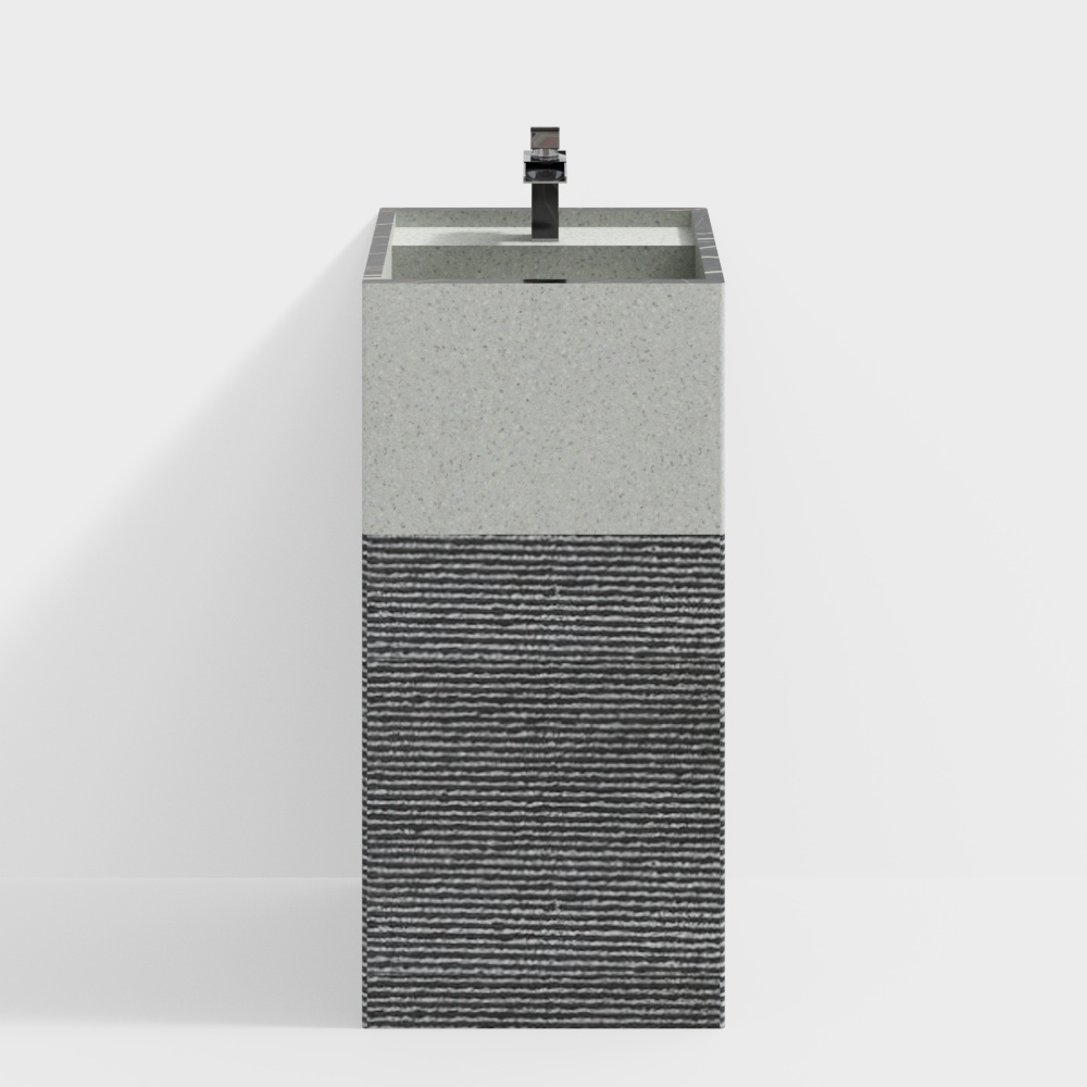 Urban Sink 3D Model – Minimalist Stone and Black Design