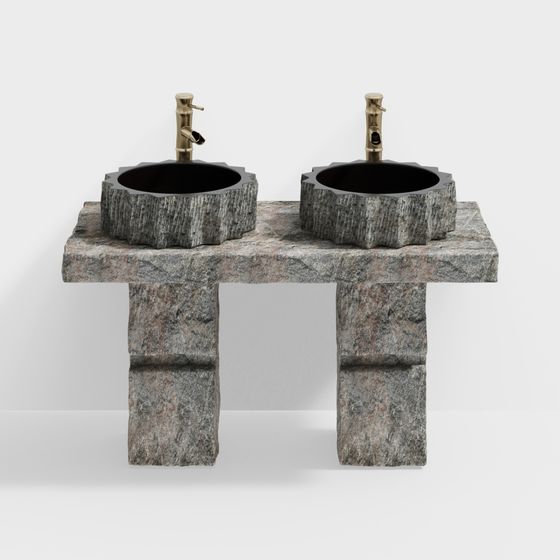 Natural Stone Double Sink 3D model