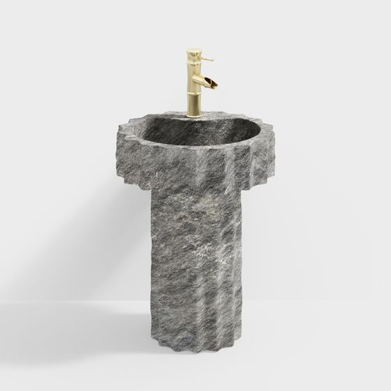 Elegant Rock Sink 3D model for Modern Interiors