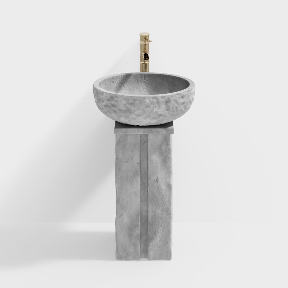Elegant Concrete Sink 3D Model – Low-Poly Bathroom Fixture