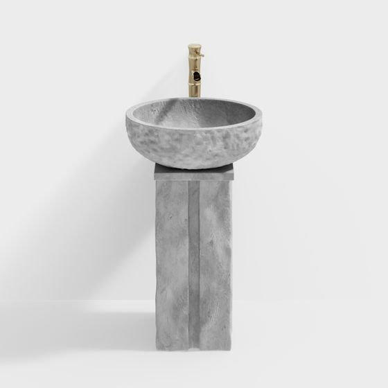 Elegant Low-Poly Concrete Sink 3D model
