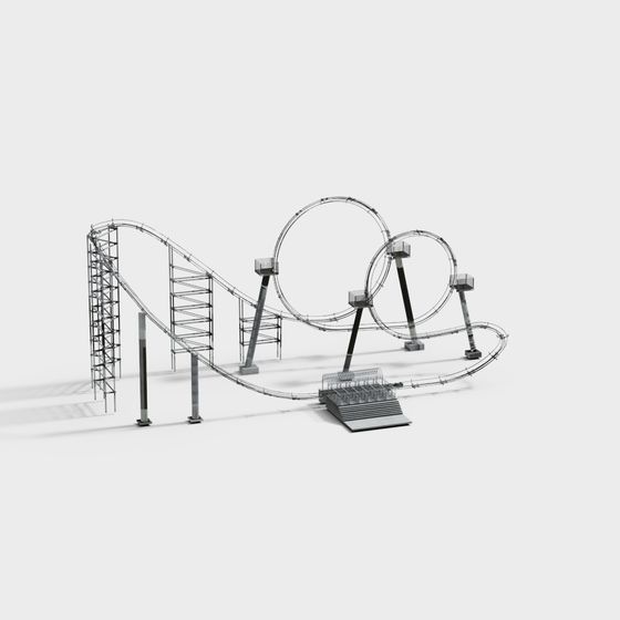 Thrilling Roller Coaster 3D Model