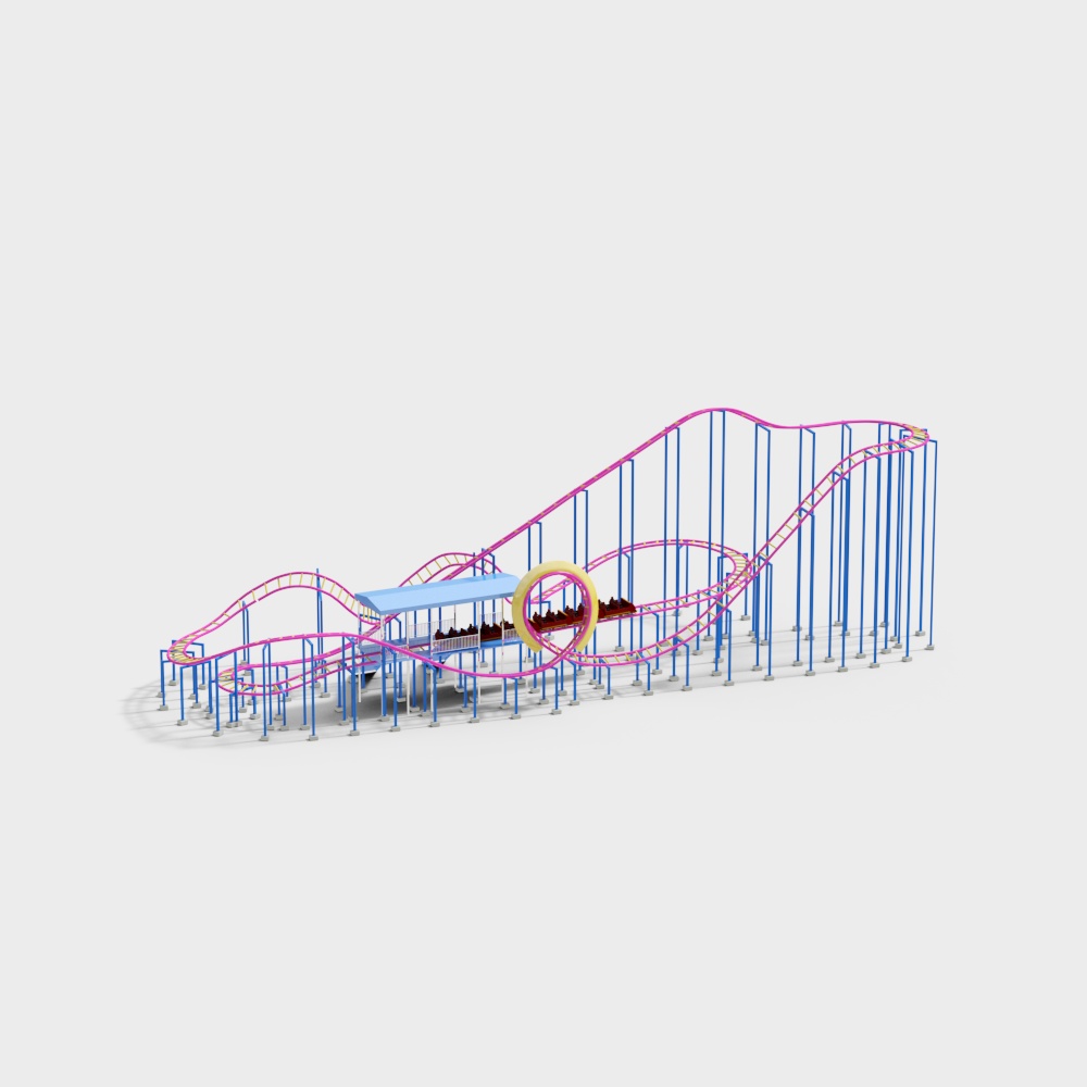 Vibrant Roller Coaster 3D Model