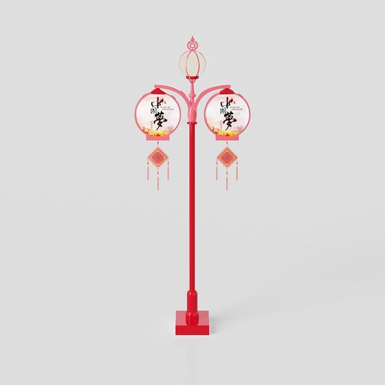 Oriental Aesthetic Red Light Column 3D model