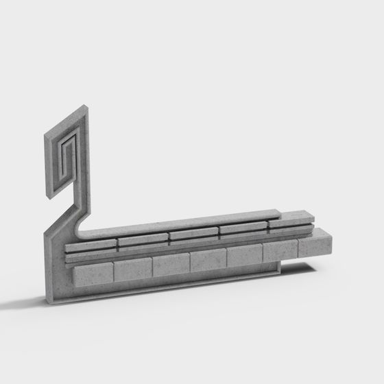 Modern Concrete Bench 3D model