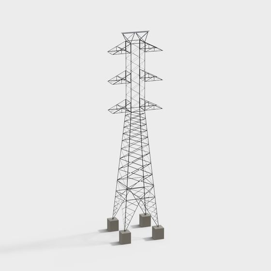Stylish Low-Poly Power Tower 3D model