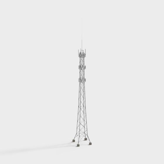 Modern Low-Poly Communication Tower 3D Model