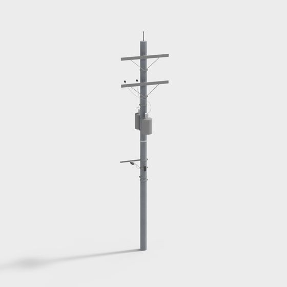 Modern Low-Poly Utility Pole 3D model