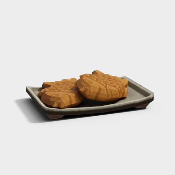 Stylish Fish Cake on Slate 3D model