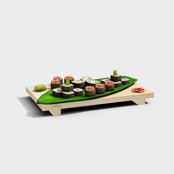 Realistic Sushi Platter 3D model