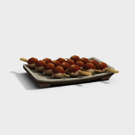 Tempting 3D Skewered Meatball Model for Culinary Projects