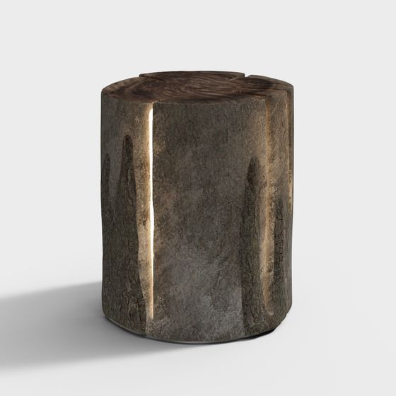 Realistic Low-Poly Stump Stool 3D model