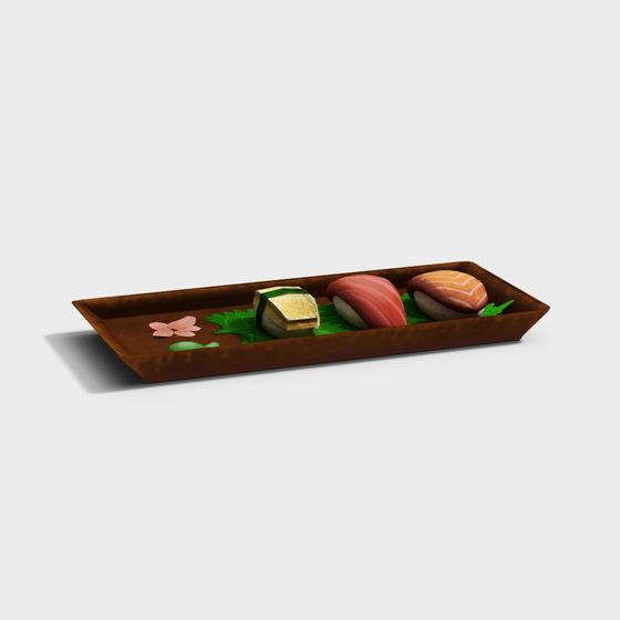 Low Poly Sushi Platter 3D Model