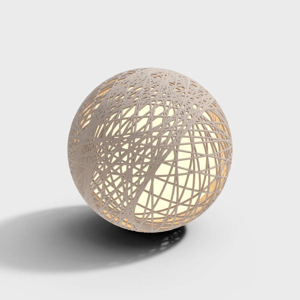 Futuristic Lantern Low Poly 3D Model – Warm Beige Light