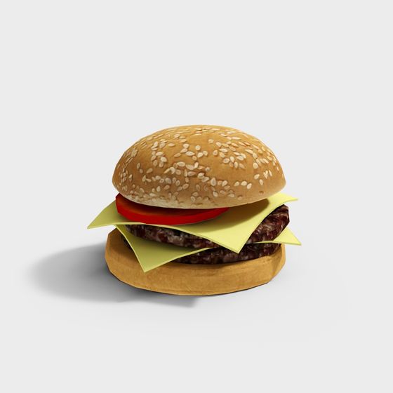 Appetizing Low-Poly 3D Burger Model for Design Projects