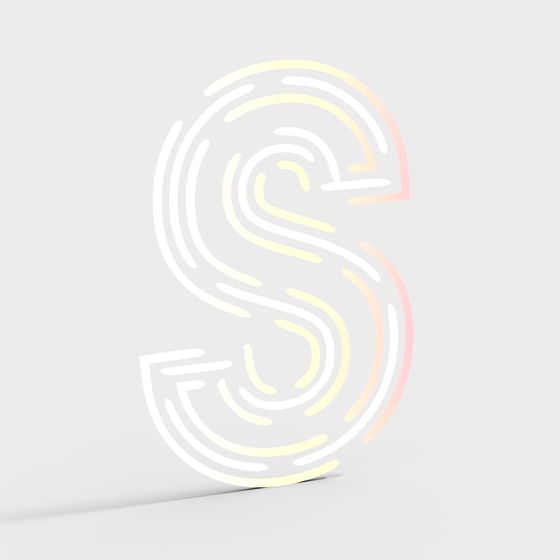 Unique S Letter 3D model with Soft Gradient Colors