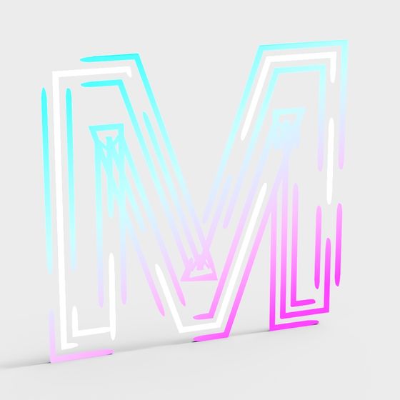 Vibrant Neon Letters 3D Model for Modern Use