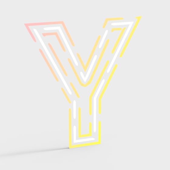 Elegant Y Letter 3D Model for Modern Spaces