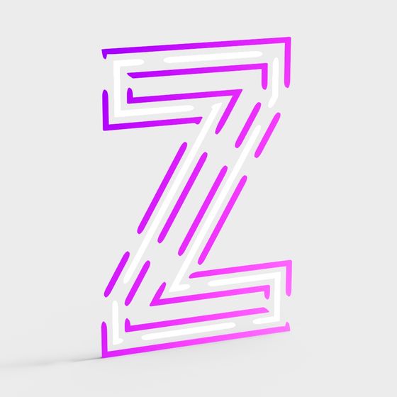 Neon Letter 'Z' 3D model for Creative Projects
