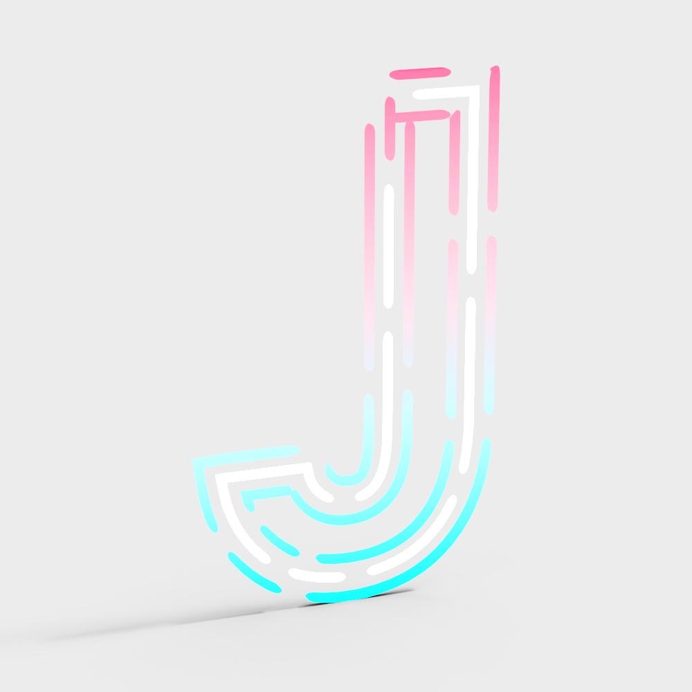 Neon Letter J 3D Model