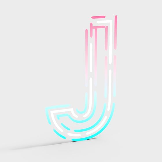 Neon Letter J 3D Model