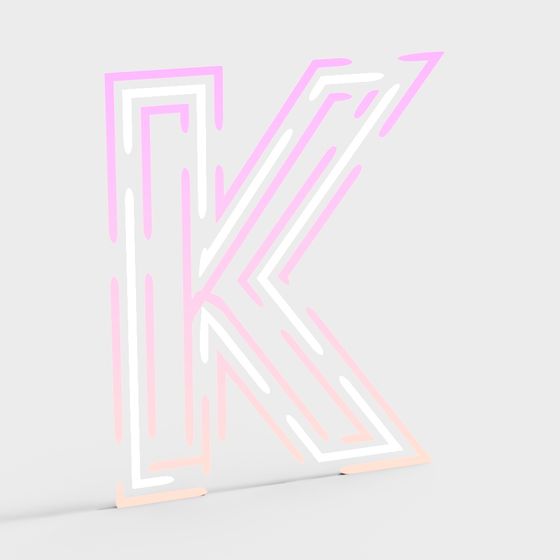 Neon Letter K 3D model for Creative Projects