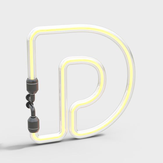 Neon Letter P 3D model for Creative Spaces