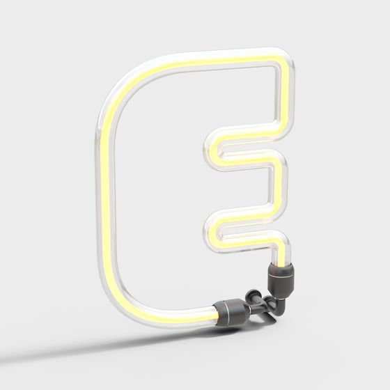 Vibrant Neon Letter E 3D model for Creative Projects