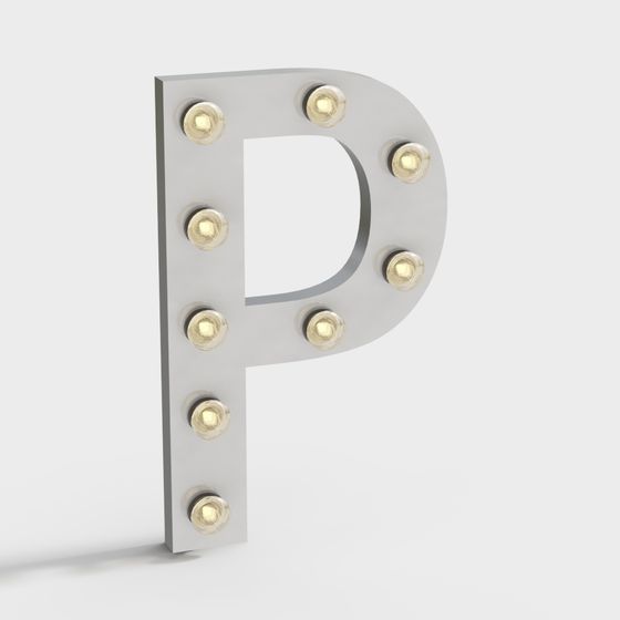 Marquee Light Letter P 3D model for Creative Designs
