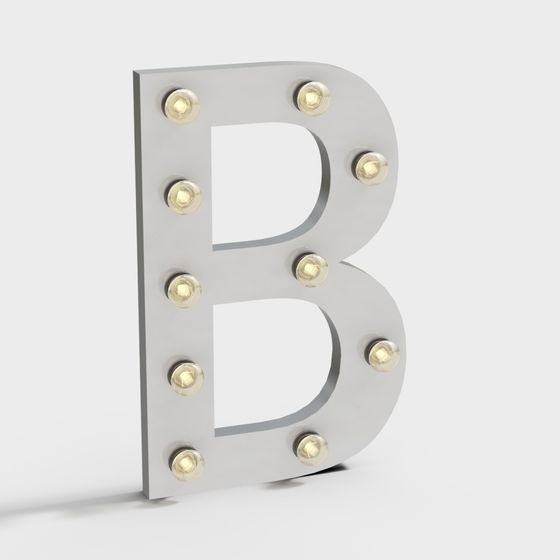 Retro Neon Letter 'B' 3D model