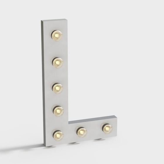Stylish Low-Poly Letter 'L' 3D model with Light