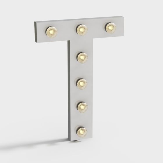 Illuminating T-shaped Low Poly 3D model