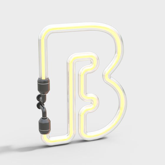 Stylish Neon Letter 'B' 3D model for Creative Projects