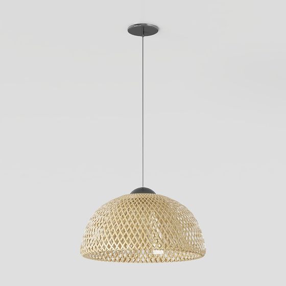 Elegant Bamboo Pendant Light 3D model