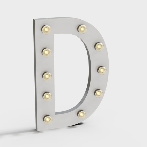 Vintage Neon Letter 'D' 3D model