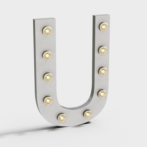 Stylish Low-Poly 'U' 3D Model with Warm Lighting