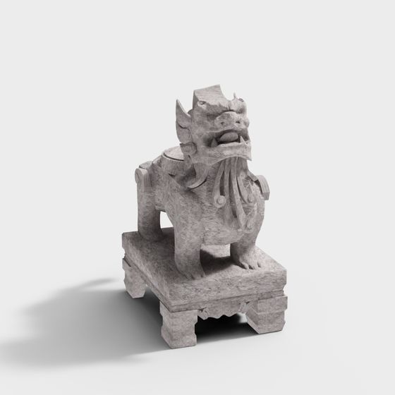 Elegant Stone Lion 3D model for Artistic Projects