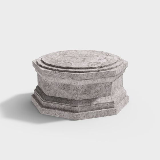 Low Poly Marble Octagonal Column 3D model