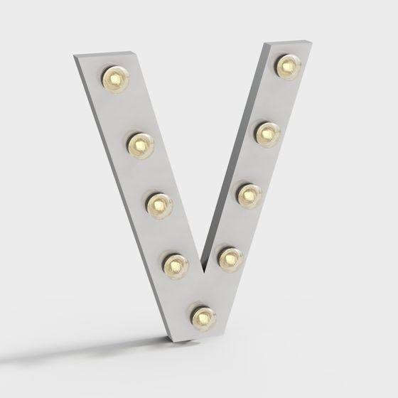 Stylish Low-Poly V Letter 3D Model with Warm Lighting