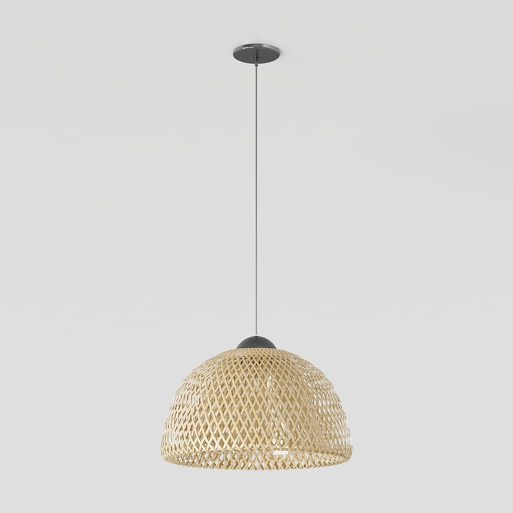 Elegant Bamboo Pendant Light 3D Model – Low-Poly Design