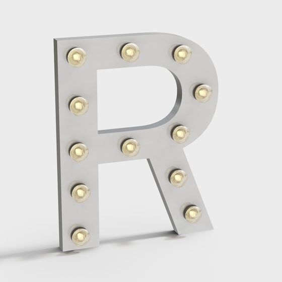 Elegant 3D Model of Letter 'R' with Lighting Effects