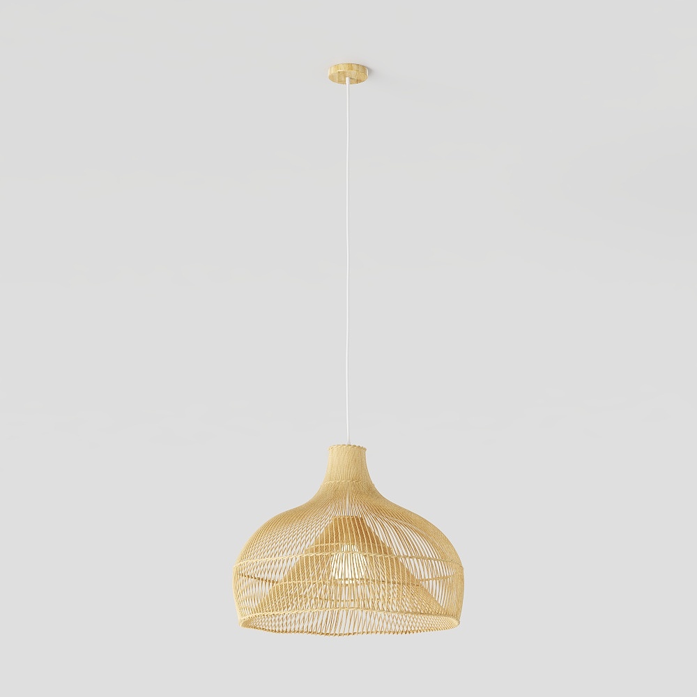 Elegant Low-Polygon Chandelier - Golden & Woven Design
