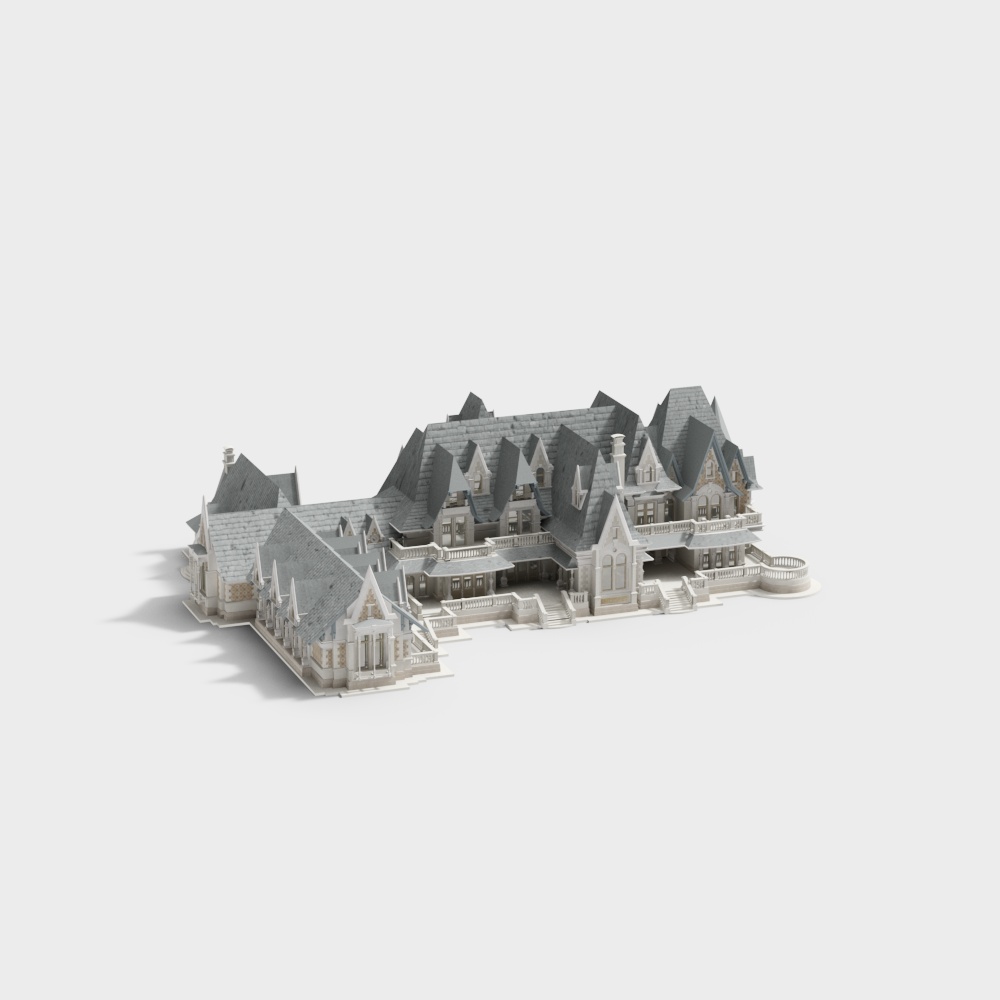 Gothic Manor Low-Poly 3D model