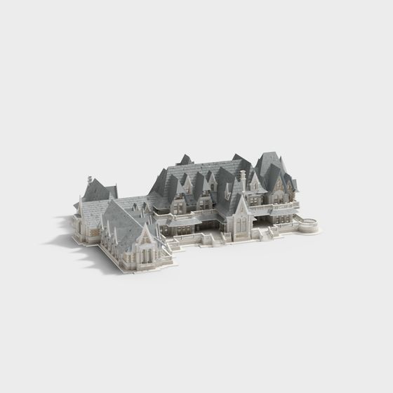 Gothic Manor Low-Poly 3D model