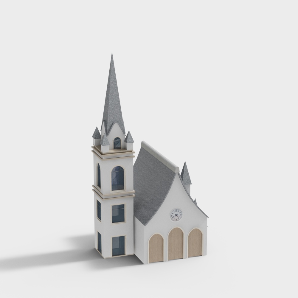 Charming Low-Poly Church 3D Model