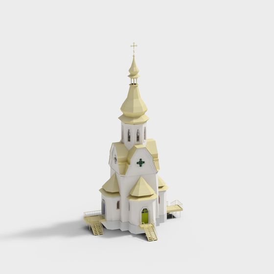 Artistic Low-Poly 3D Church Model