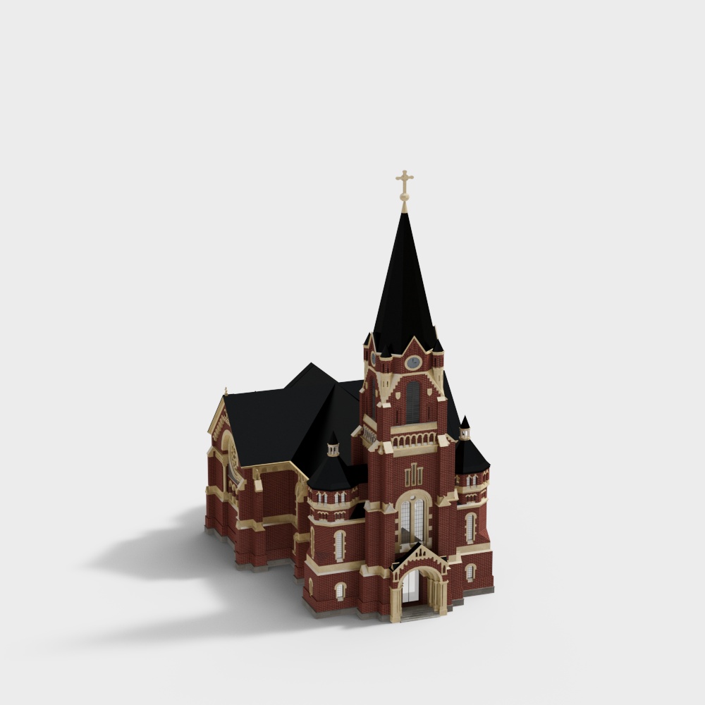Low-Polygon Church 3D model